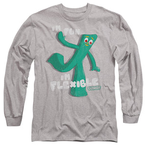 AN OFFCIALLY LICENSED GUMBY FLEX MEN'S LONG SLEEVE T-SHIRT ATHLETIC HEATHER