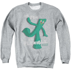 AN OFFCIALLY LICENSED GUMBY FLEX ADULT UNISEX CREWNECK SWEATSHIRT ATHLETIC HEATHER