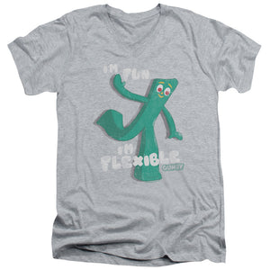 AN OFFCIALLY LICENSED GUMBY FLEX MEN'S V-NECK T-SHIRT ATHLETIC HEATHER