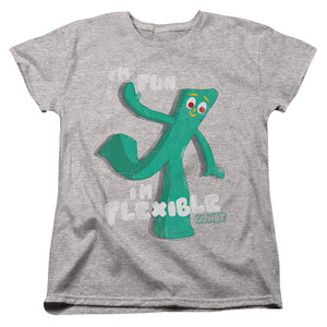 AN OFFCIALLY LICENSED GUMBY FLEX WOMEN'S REGULAR FIT T-SHIRT ATHLETIC HEATHER