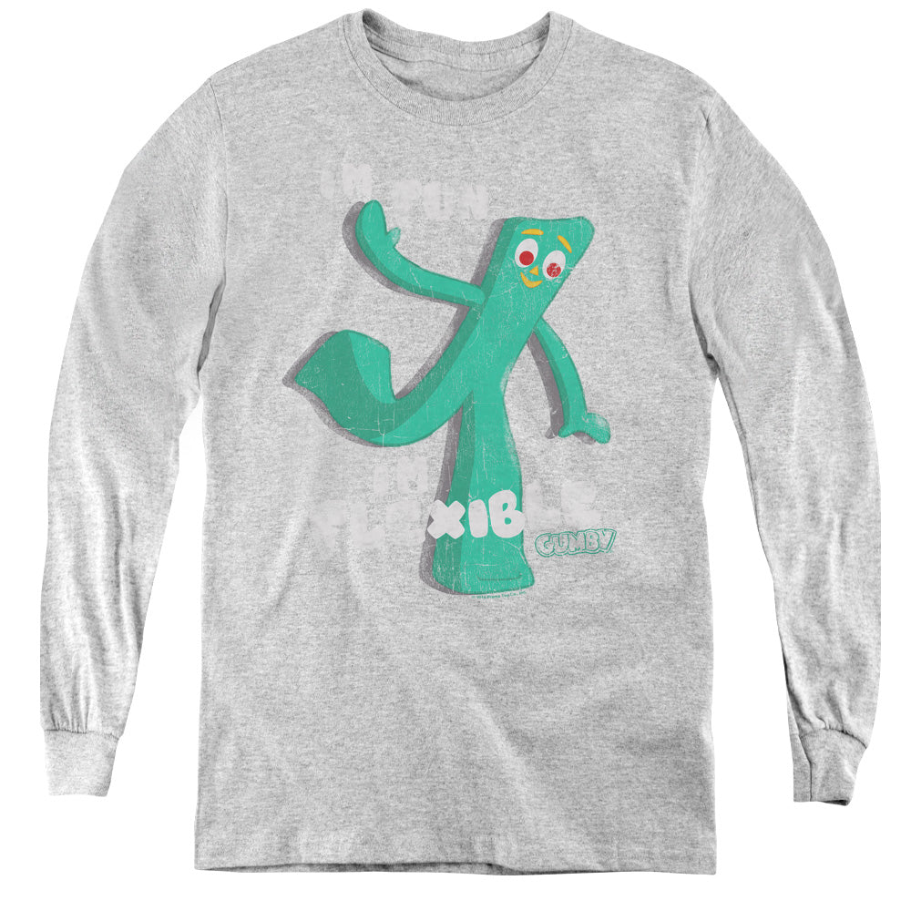 AN OFFCIALLY LICENSED GUMBY FLEX YOUTH LONG SLEEVE T-SHIRT ATHLETIC HEATHER