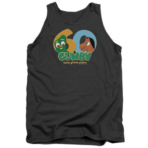 AN OFFCIALLY LICENSED GUMBY 60TH ADULT UNISEX TANK TOP CHARCOAL