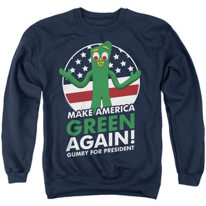 AN OFFCIALLY LICENSED GUMBY FOR PRESIDENT ADULT UNISEX CREWNECK SWEATSHIRT NAVY