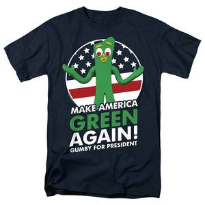 AN OFFCIALLY LICENSED GUMBY FOR PRESIDENT MEN'S REGULAR FIT T-SHIRT NAVY