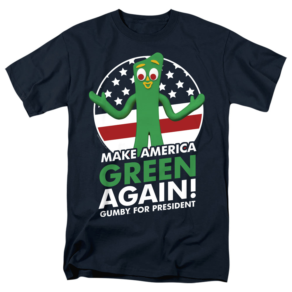 AN OFFCIALLY LICENSED GUMBY FOR PRESIDENT MEN'S REGULAR FIT T-SHIRT NAVY