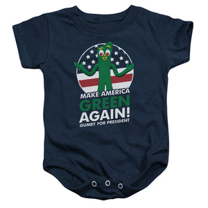 AN OFFCIALLY LICENSED GUMBY FOR PRESIDENT BABY BODYSUIT NAVY