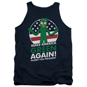 AN OFFCIALLY LICENSED GUMBY FOR PRESIDENT ADULT UNISEX TANK TOP NAVY