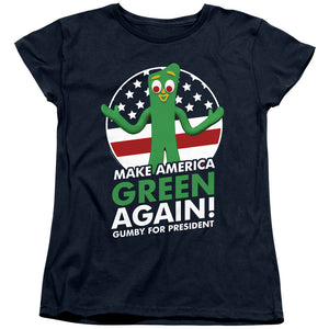 AN OFFCIALLY LICENSED GUMBY FOR PRESIDENT WOMEN'S REGULAR FIT T-SHIRT NAVY