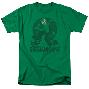 AN OFFCIALLY LICENSED GUMBY MORE SHENANIGANS MEN'S REGULAR FIT T-SHIRT KELLY GREEN