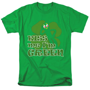 AN OFFCIALLY LICENSED GUMBY KISS ME IM GREEN MEN'S REGULAR FIT T-SHIRT KELLY GREEN