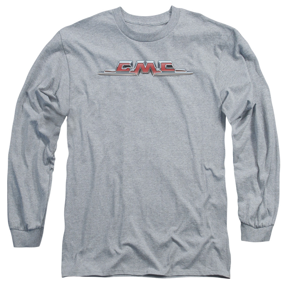 AN OFFCIALLY LICENSED GMC CHROME LOGO MEN'S LONG SLEEVE T-SHIRT ATHLETIC HEATHER