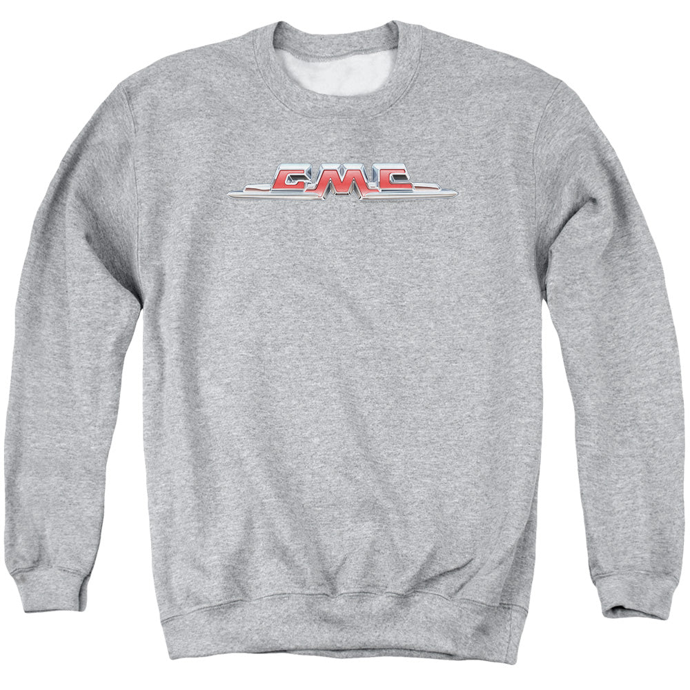 AN OFFCIALLY LICENSED GMC CHROME LOGO ADULT UNISEX CREWNECK SWEATSHIRT ATHLETIC HEATHER