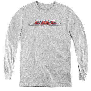 AN OFFCIALLY LICENSED GMC CHROME LOGO YOUTH LONG SLEEVE T-SHIRT ATHLETIC HEATHER