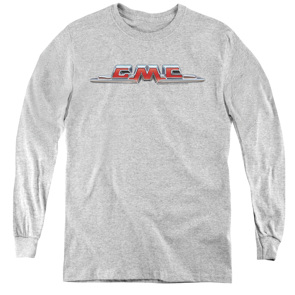 AN OFFCIALLY LICENSED GMC CHROME LOGO YOUTH LONG SLEEVE T-SHIRT ATHLETIC HEATHER