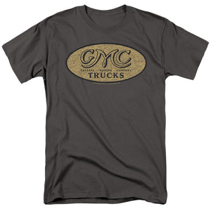 AN OFFCIALLY LICENSED GMC VINTAGE OVAL LOGO MEN'S REGULAR FIT T-SHIRT CHARCOAL