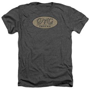AN OFFCIALLY LICENSED GMC VINTAGE OVAL LOGO MEN'S HEATHER T-SHIRT CHARCOAL