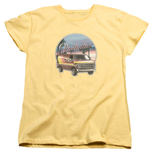 AN OFFCIALLY LICENSED GMC VANTASTIC WOMEN'S REGULAR FIT T-SHIRT BANANA