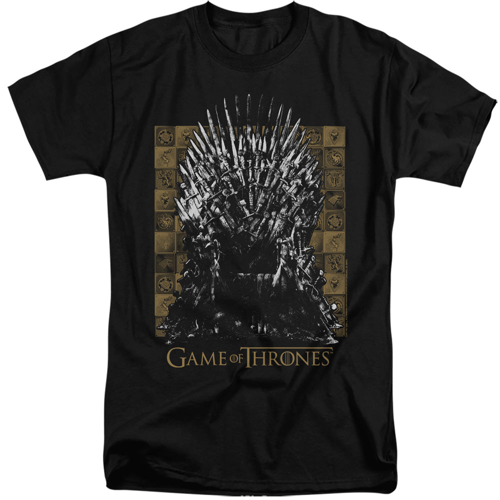 AN OFFCIALLY LICENSED GAME OF THRONES IRON THRONE MEN'S TALL FIT T-SHIRT BLACK