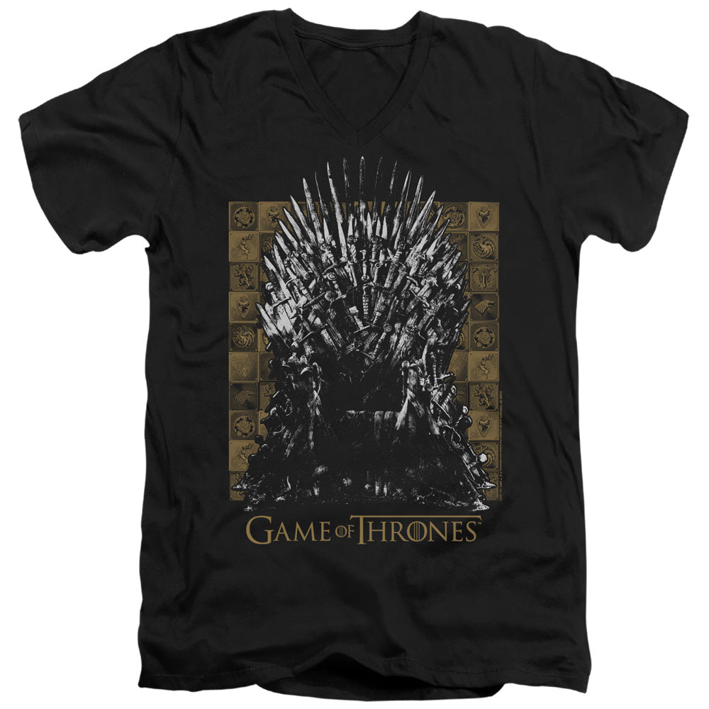 AN OFFCIALLY LICENSED GAME OF THRONES IRON THRONE MEN'S V-NECK T-SHIRT BLACK