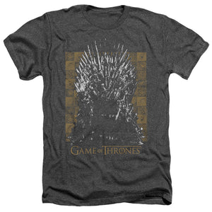 AN OFFCIALLY LICENSED GAME OF THRONES IRON THRONE MEN'S HEATHER T-SHIRT CHARCOAL