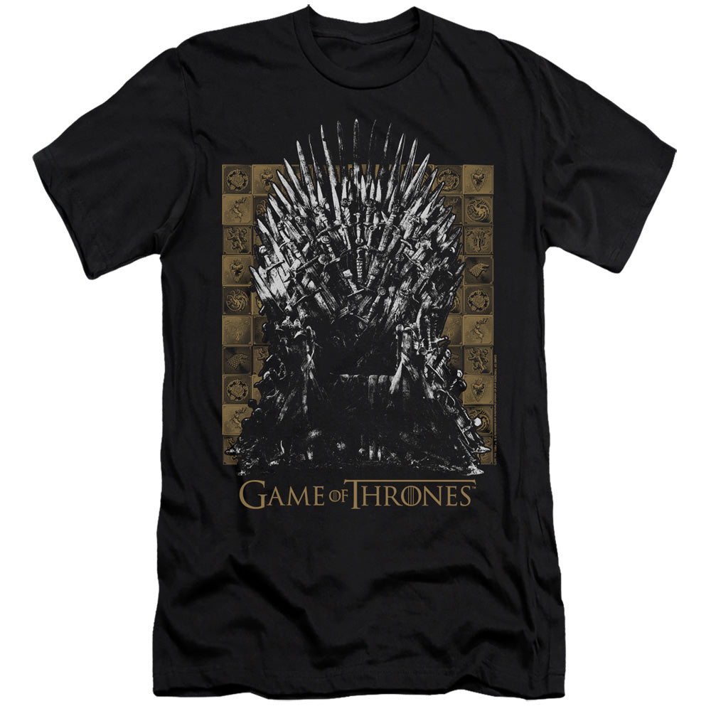 AN OFFCIALLY LICENSED GAME OF THRONES IRON THRONE MEN'S PREMIUM SLIM FIT T-SHIRT BLACK