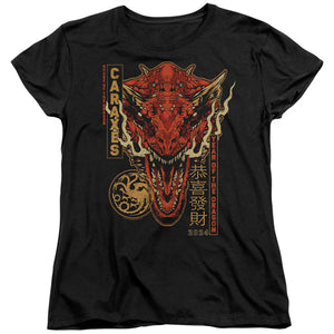 AN OFFCIALLY LICENSED HOUSE OF THE DRAGON TARGARYEN YEAR OF THE DRAGON WOMEN'S REGULAR FIT T-SHIRT BLACK