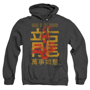 AN OFFCIALLY LICENSED HOUSE OF THE DRAGON YEAR OF THE DRAGON CARAXES ADULT UNISEX HEATHER PULLOVER HOODIE BLACK
