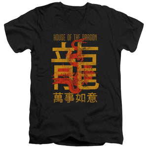 AN OFFCIALLY LICENSED HOUSE OF THE DRAGON YEAR OF THE DRAGON CARAXES MEN'S V-NECK T-SHIRT BLACK