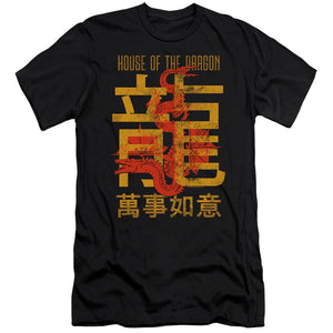 AN OFFCIALLY LICENSED HOUSE OF THE DRAGON YEAR OF THE DRAGON CARAXES MEN'S PREMIUM SLIM FIT T-SHIRT BLACK