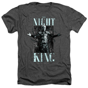 AN OFFCIALLY LICENSED GAME OF THRONES THE NIGHT KING MEN'S HEATHER T-SHIRT CHARCOAL