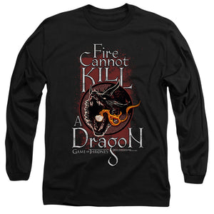 AN OFFCIALLY LICENSED GAME OF THRONES FIRE CANNOT KILL A DRAGON MEN'S LONG SLEEVE T-SHIRT BLACK