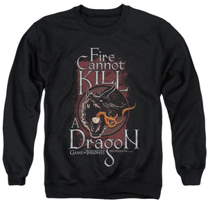 AN OFFCIALLY LICENSED GAME OF THRONES FIRE CANNOT KILL A DRAGON ADULT UNISEX CREWNECK SWEATSHIRT BLACK