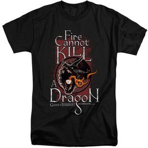 AN OFFCIALLY LICENSED GAME OF THRONES FIRE CANNOT KILL A DRAGON MEN'S TALL FIT T-SHIRT BLACK