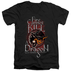 AN OFFCIALLY LICENSED GAME OF THRONES FIRE CANNOT KILL A DRAGON MEN'S V-NECK T-SHIRT BLACK