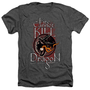 AN OFFCIALLY LICENSED GAME OF THRONES FIRE CANNOT KILL A DRAGON MEN'S HEATHER T-SHIRT CHARCOAL