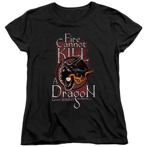 AN OFFCIALLY LICENSED GAME OF THRONES FIRE CANNOT KILL A DRAGON WOMEN'S REGULAR FIT T-SHIRT BLACK