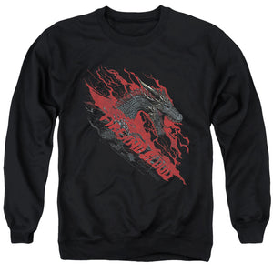 AN OFFCIALLY LICENSED GAME OF THRONES FIRE AND BLOOD DRAGON ADULT UNISEX CREWNECK SWEATSHIRT BLACK