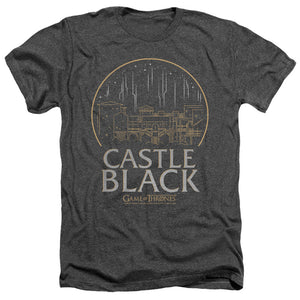 AN OFFCIALLY LICENSED GAME OF THRONES CASTLE BLACK MEN'S HEATHER T-SHIRT CHARCOAL