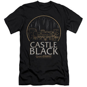 AN OFFCIALLY LICENSED GAME OF THRONES CASTLE BLACK MEN'S PREMIUM SLIM FIT T-SHIRT BLACK