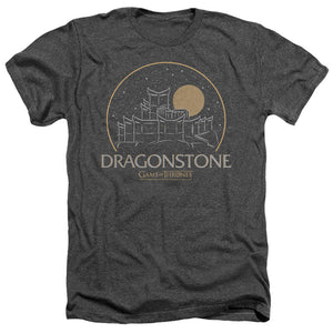 AN OFFCIALLY LICENSED GAME OF THRONES DRAGONSTONE MEN'S HEATHER T-SHIRT CHARCOAL