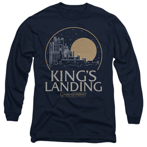 AN OFFCIALLY LICENSED GAME OF THRONES KINGS LANDING MEN'S LONG SLEEVE T-SHIRT NAVY