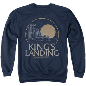 AN OFFCIALLY LICENSED GAME OF THRONES KINGS LANDING ADULT UNISEX CREWNECK SWEATSHIRT NAVY
