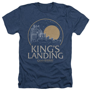 AN OFFCIALLY LICENSED GAME OF THRONES KINGS LANDING MEN'S HEATHER T-SHIRT NAVY