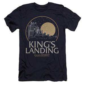 AN OFFCIALLY LICENSED GAME OF THRONES KINGS LANDING MEN'S PREMIUM SLIM FIT T-SHIRT NAVY