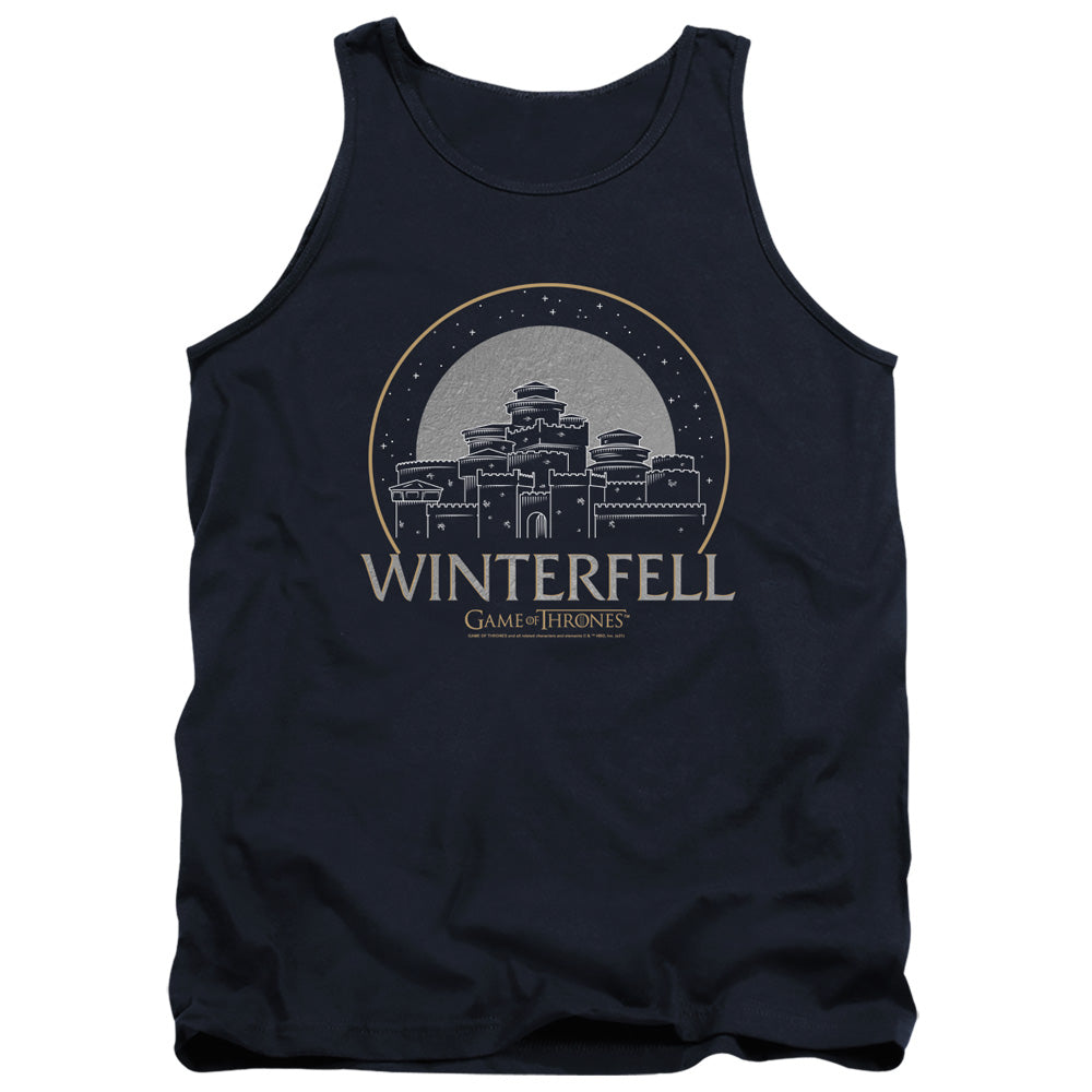 AN OFFCIALLY LICENSED GAME OF THRONES WINTERFELL ADULT UNISEX TANK TOP NAVY