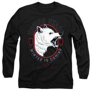 AN OFFCIALLY LICENSED GAME OF THRONES HOUSE STARK WINTER IS COMING MEN'S LONG SLEEVE T-SHIRT BLACK