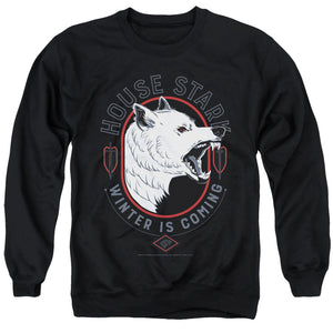 AN OFFCIALLY LICENSED GAME OF THRONES HOUSE STARK WINTER IS COMING ADULT UNISEX CREWNECK SWEATSHIRT BLACK