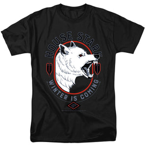 AN OFFCIALLY LICENSED GAME OF THRONES HOUSE STARK WINTER IS COMING MEN'S REGULAR FIT T-SHIRT BLACK
