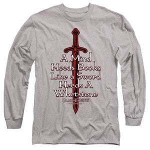 AN OFFCIALLY LICENSED GAME OF THRONES THE MIND NEEDS BOOKS MEN'S LONG SLEEVE T-SHIRT ATHLETIC HEATHER