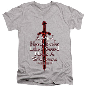 AN OFFCIALLY LICENSED GAME OF THRONES THE MIND NEEDS BOOKS MEN'S V-NECK T-SHIRT ATHLETIC HEATHER